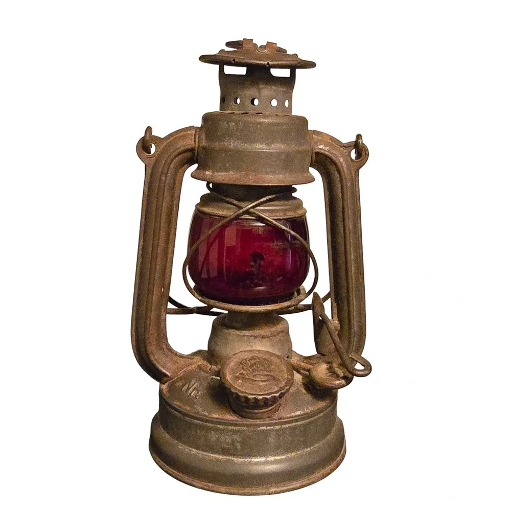 Feuerhand Atom 75 Storm Lantern Germany Schott Jena Ruby Red Jenaer Glas Antique